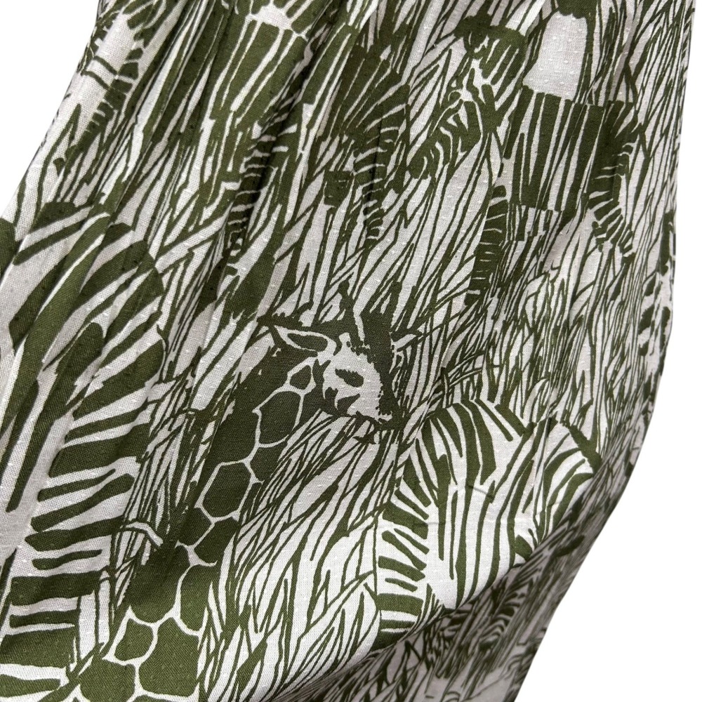Anthropologie Smocked Cutout Animal Print Mini Dress 6 Green Y2K Boho Costal - Picture 7 of 12